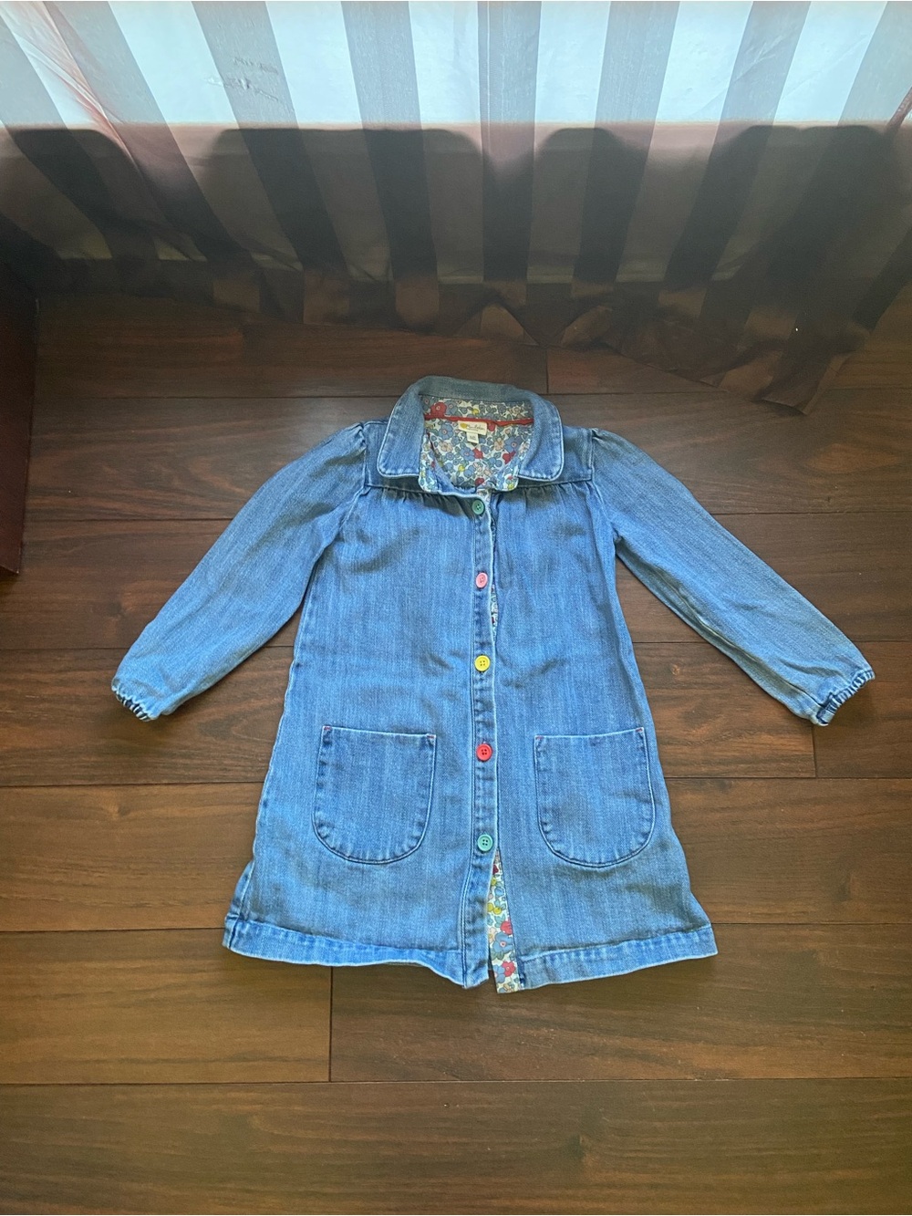 MINI BODEN Denim Long Sleeve Dress W/Pockets Girl 4-5Y